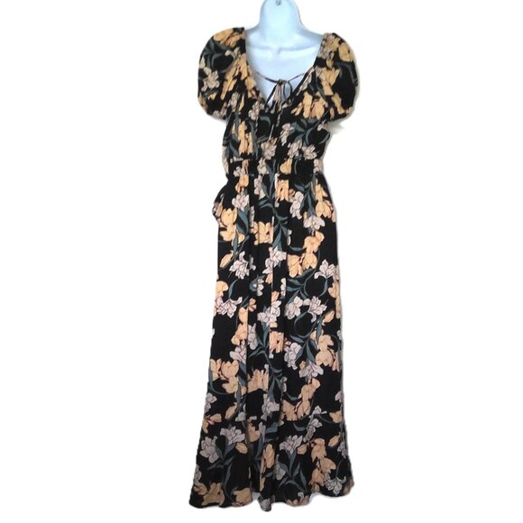 New Band of the Free Floral Maxi  Dress Wrap Boho Hippie Self Tie Viscose NWT  S - Picture 3 of 7